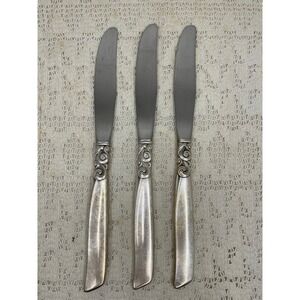 Oneida Community South Seas Silverplate Dinner Knives Set of 3 Vintage Flatware